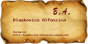 Blaskovics Alfonzina névjegykártya